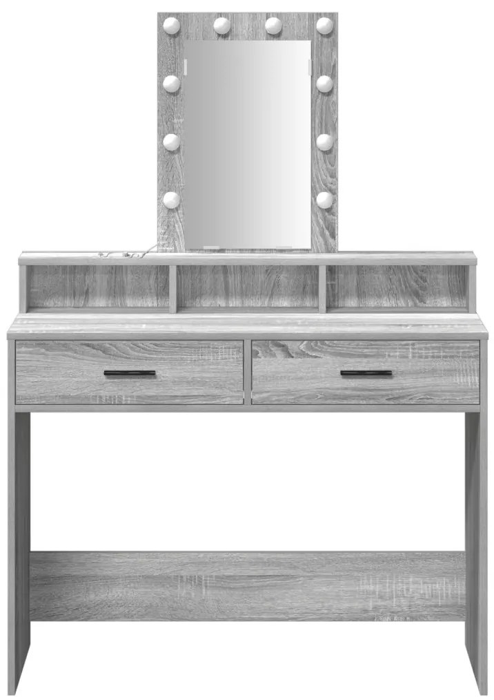 LED világítással ellátott sminktükör Szürke Sonoma 100x41x140 cm