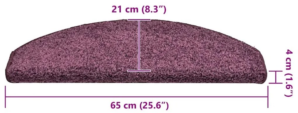 30 db sötétlila lépcsőszőnyeg 65x21x4 cm