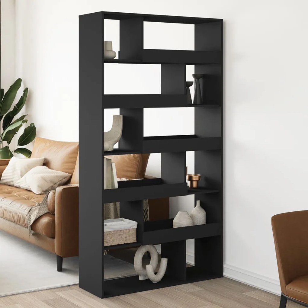 fekete szerelt fa térelválasztó 100 x 33 x 187,5 cm