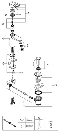 GROHE 23803000 - EUROSMART mosdócsaptelep, S méret, fényes króm