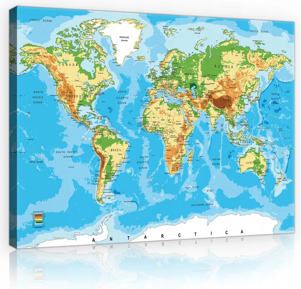 Világtérkép Kép Vásznon Falra Gyerekszobába Nagy 100x70