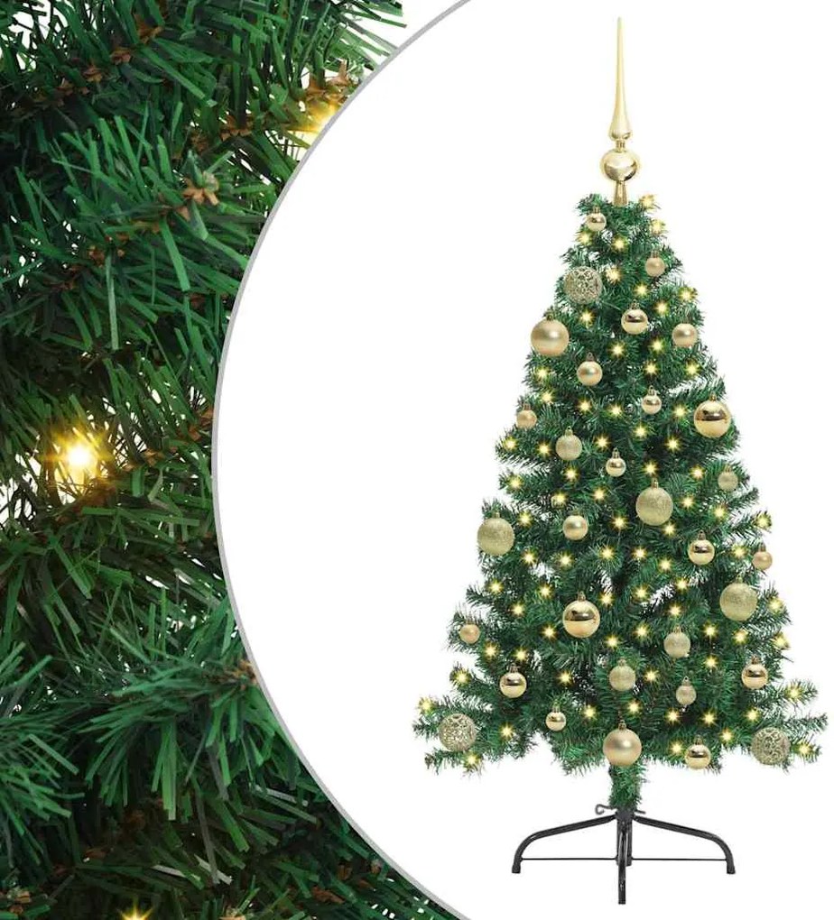 vidaXL Mesterséges, előre világított karácsonyi fa Zöld 120 cm PVC