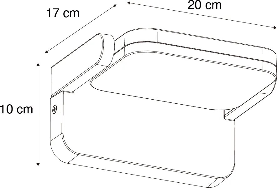 Kültéri fali lámpa fekete, beépített LED-del, állítható - Kamile