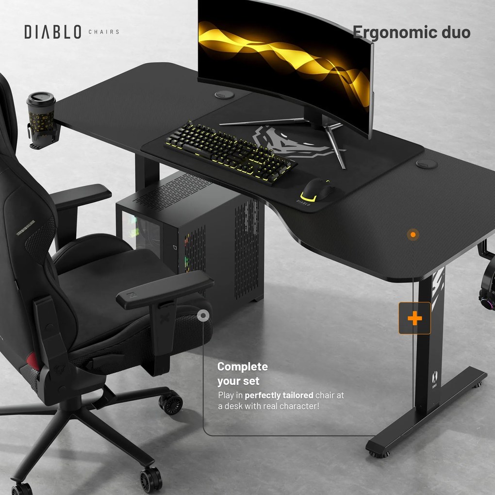 Diablo X-Tensio Állítható Magasságú Íróasztal 1600 Fekete