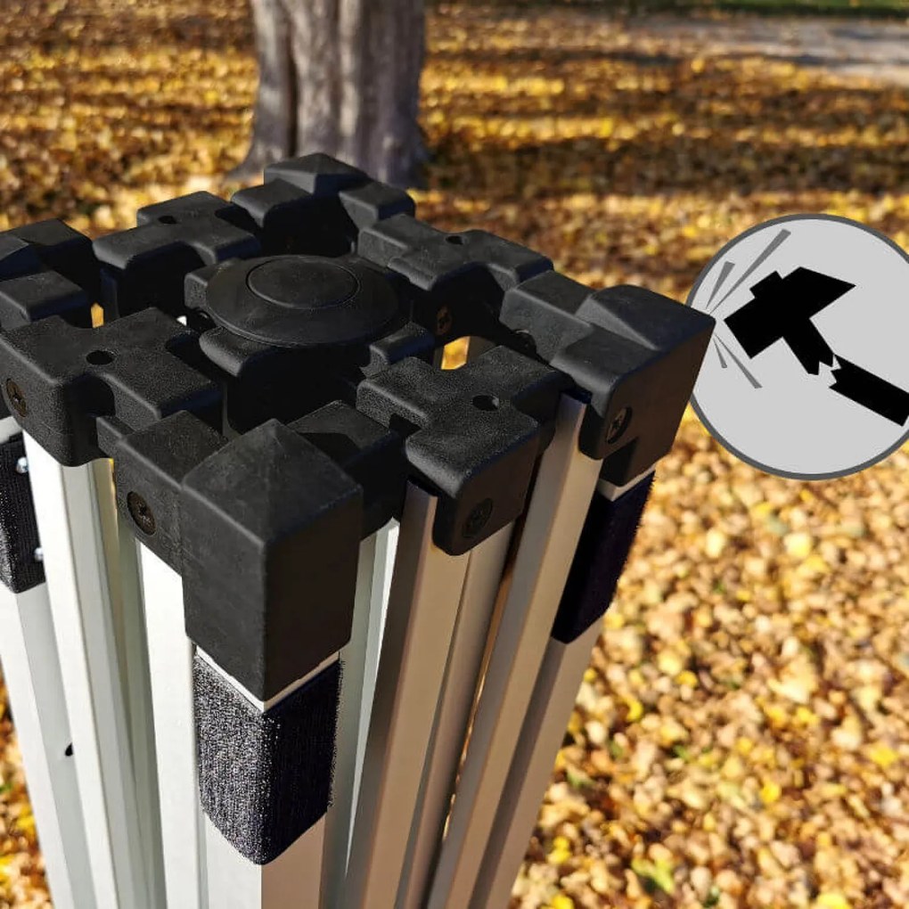 Kerti Pavilon Összecsukható 3x3m | Prémium UV/PVC Védelem | Stabilis BRIMO | Gyors Összecsukás Szerszám Nélkül - falak nélkül - Fekete