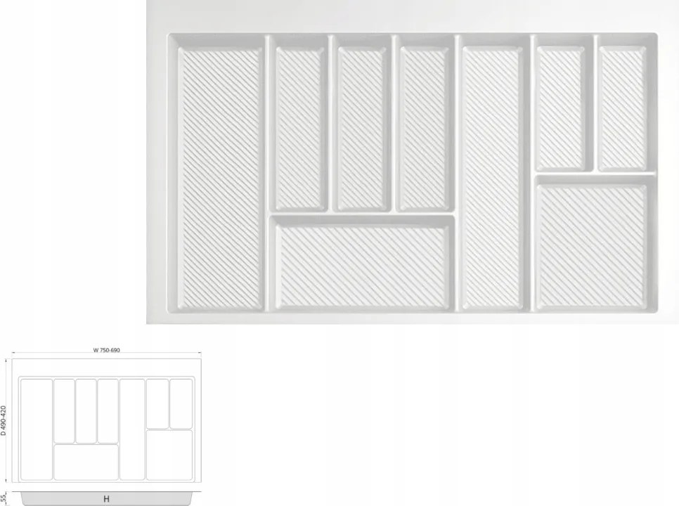 Max fiókbetét 80cm-es szekrényhez evőeszköztartó fehér Rejs