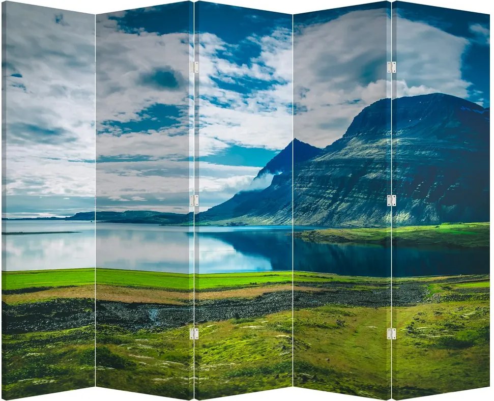 Paraván - Tó hegyekkel (210x170 cm)