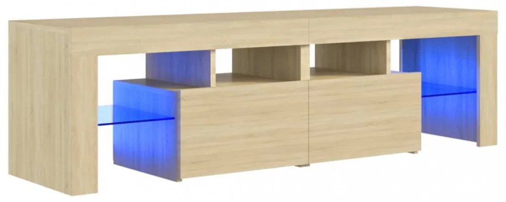 sonoma tölgy színű TV-szekrény LED-lámpákkal 140 x 36,5 x 40 cm
