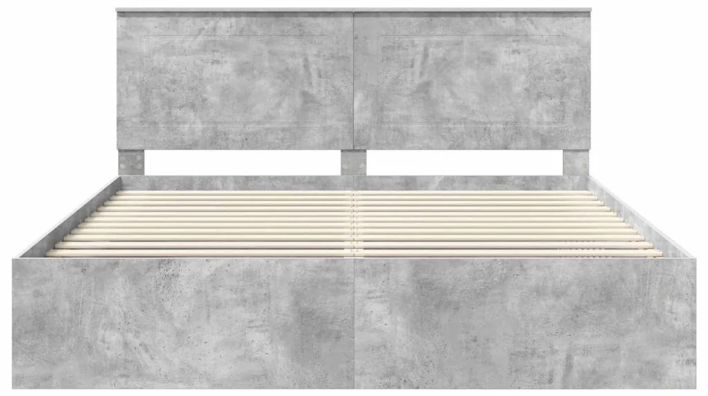 vidaXL Ágykeret fejtámlával Beton 200 x 200 cm Tömör fenyőfa