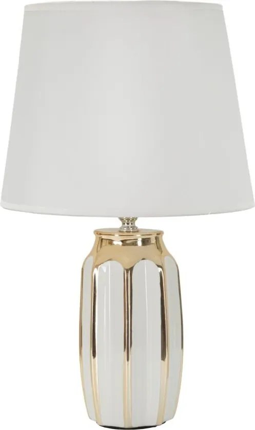 Fehér-aranyszínű kerámia asztali lámpa textil búrával (magasság 40,5 cm) Cassy – Mauro Ferretti