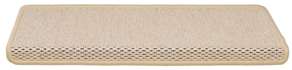 15 db szizál hatású krémszínű öntapadó lépcsőszőnyeg 65x21x4 cm