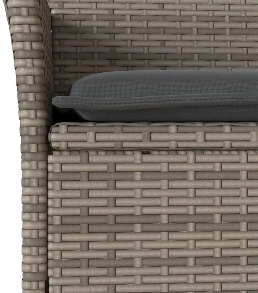 11 részes szürke polyrattan/üveg kerti ülőgarnitúra párnákkal