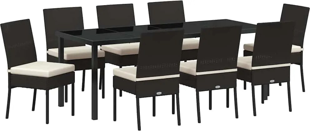 vidaXL Kert étkező szett 9 pcs Krém Porszórt acél