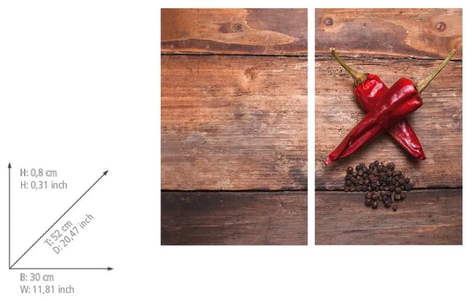 Edzett üveg tűzhely fedőlap szett 2 db-os 52x30 cm Pepper – Allstar