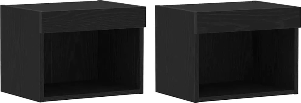 vidaXL TV szekrény garnitúra leddel 2 pcs Fekete tölgy 40 x 30 x 30 cm