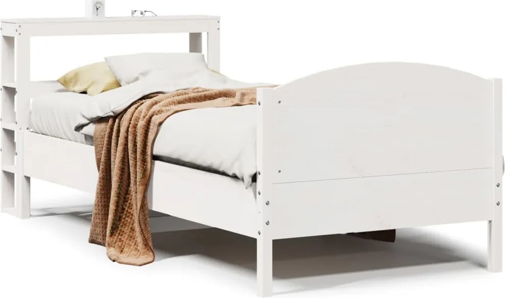 vidaXL fehér tömör fenyőfa ágy matrac nélkül 75 x 190 cm
