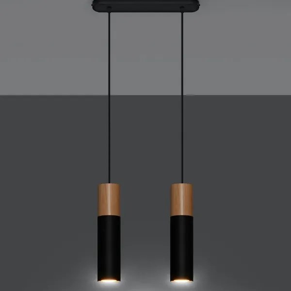 Sollux SL.0633 - Csillár zsinóron PABLO 2xGU10/40W/230V fekete