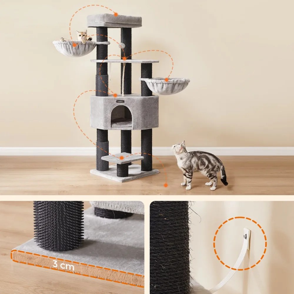 ONYX macskafa, 50x50x160cm, szürke/fekete Feandrea