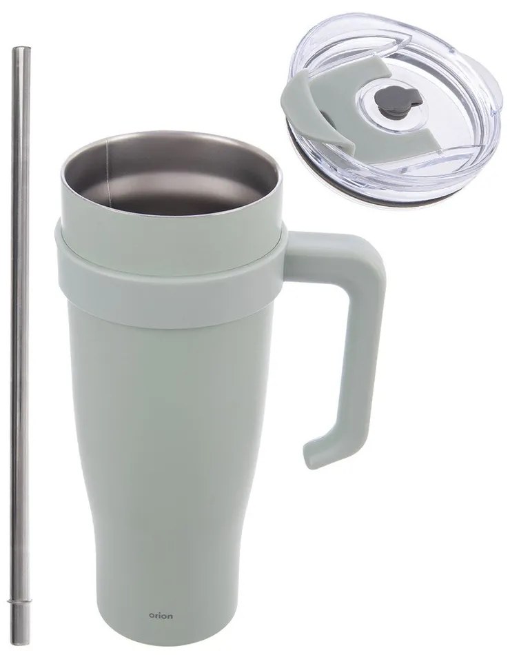 Zsályaszínű termobögre szívószállal 1,2 l Termo – Orion