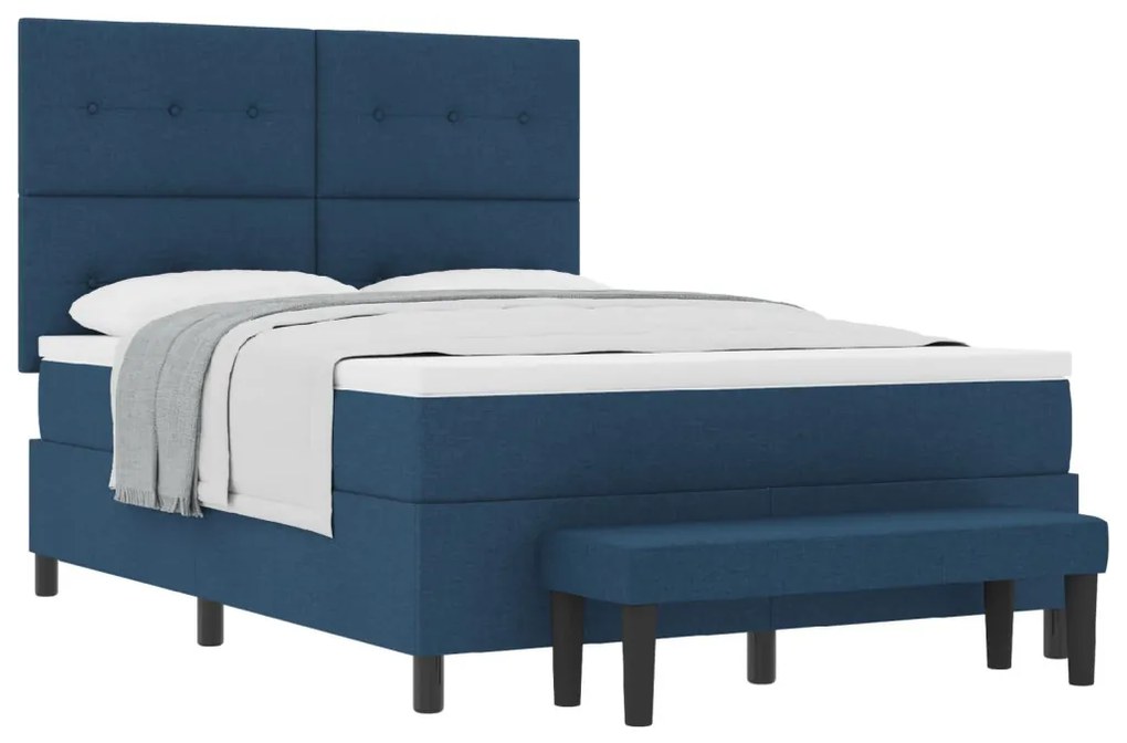Boxspring ágy matraccal és pad Blue 140x190 cm Szövet