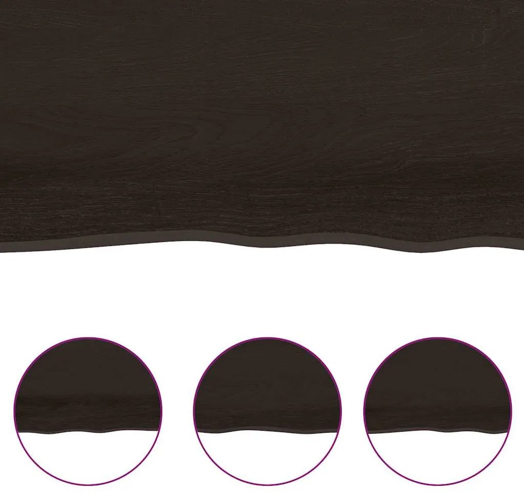 sötétbarna kezelt tömör fa fürdőszobai pult 120x40x(2-6) cm