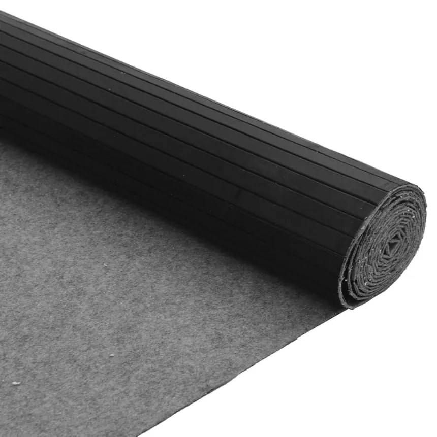 négyszögletű fekete bambusz szőnyeg 80 x 200 cm