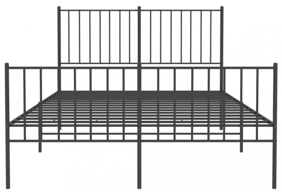 fekete fém ágykeret fej- és lábtámlával 120 x 200 cm