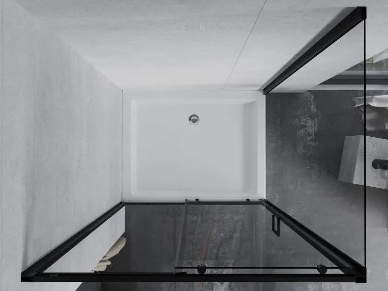 Mexen Apia 120 x 90 cm-es tolóajtós zuhanykabin, átlátszó, fekete + Rio zuhanytálca - 840-120-090-70-00-4510
