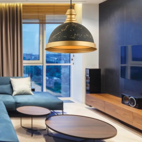 Zsinóros csillár MONZA 1xE27/40W/230V átmérő 29 cm fekete/bronz