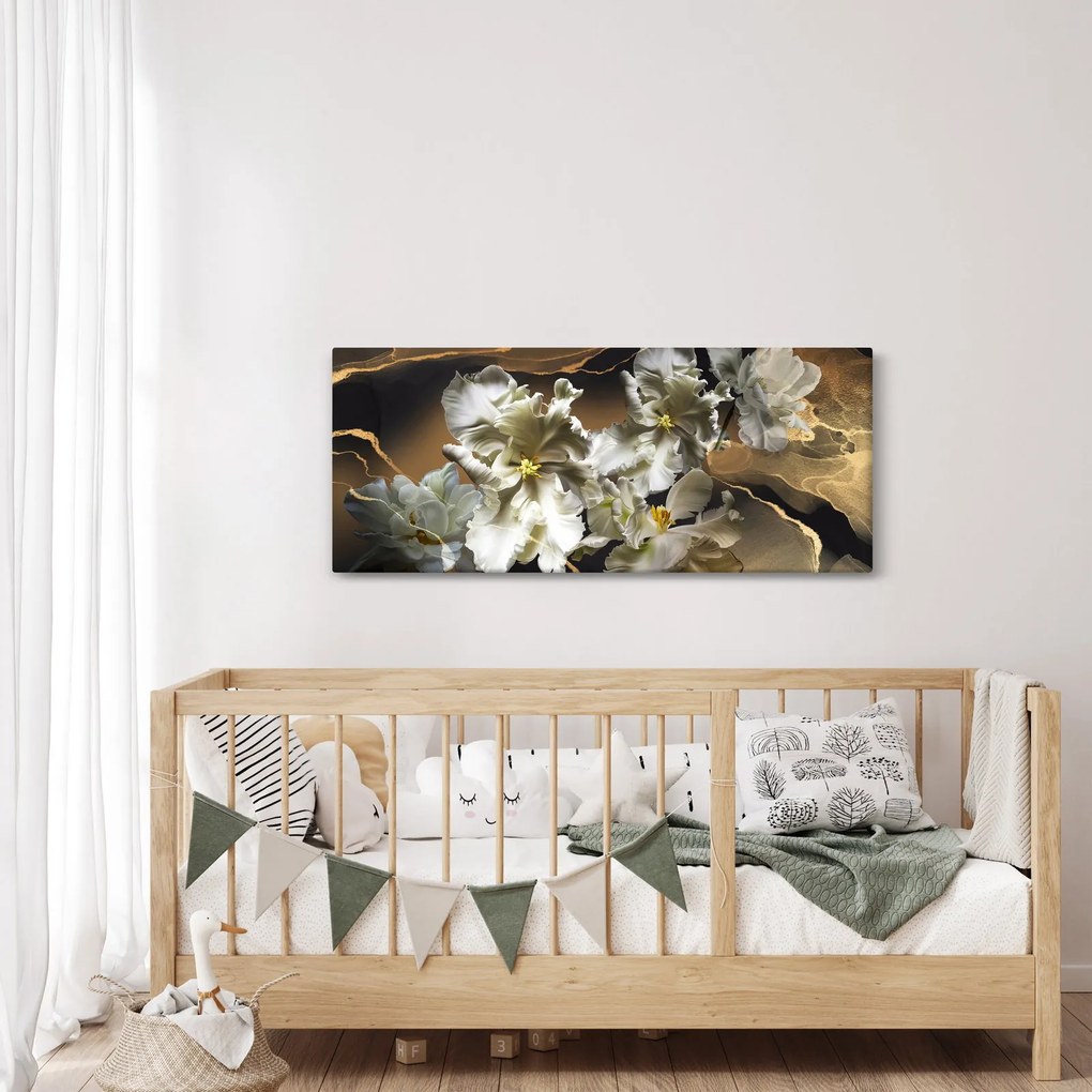Kép - Orchidea virágok márvány háttérrel (120x50 cm)