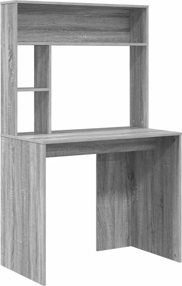 vidaXL Asztal polcokkal Szürke Sonoma 91 x 50 x 149 cm Faanyag