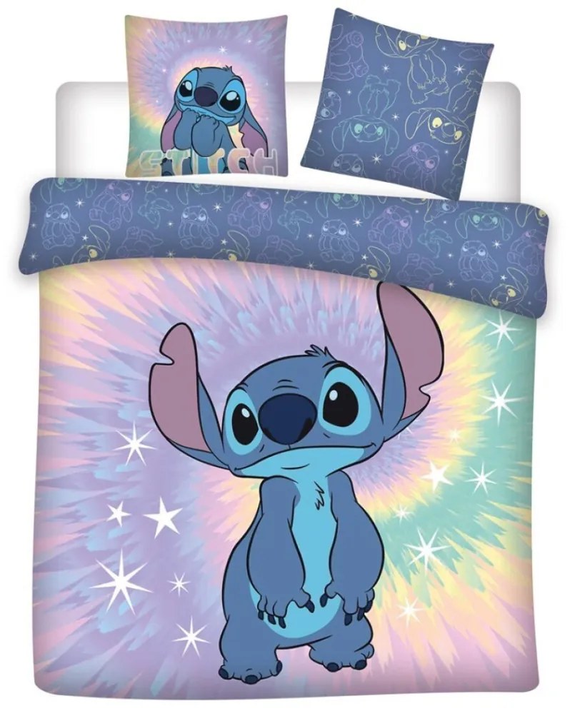 Disney Lilo és Stitch, A csillagkutya Tie-dye dupla, kétszemélyes ágyneműhuzat 240×220cm, 65x65 cm