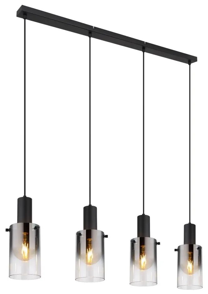 Globo 15907-4H - Csillár zsinóron FLORENTINA 4xE27/40W/230V fekete