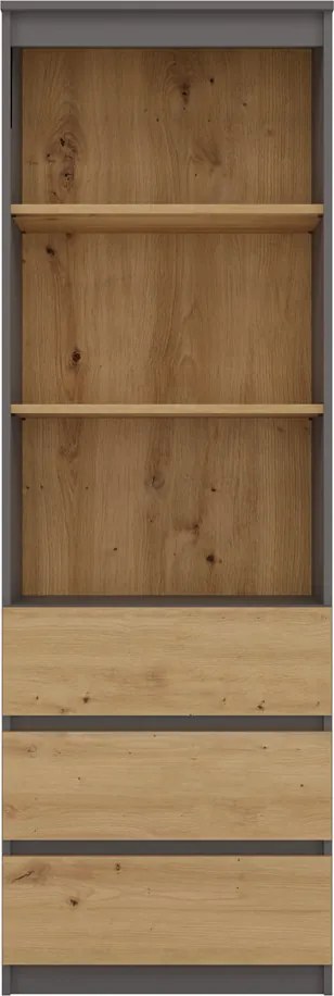 Aldabra RS-60 O polcos szekrény, 60x180x35 cm, antracit-tölgy