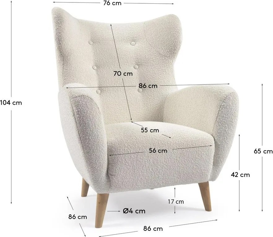 Fehér buklé fotel Patio – Kave Home