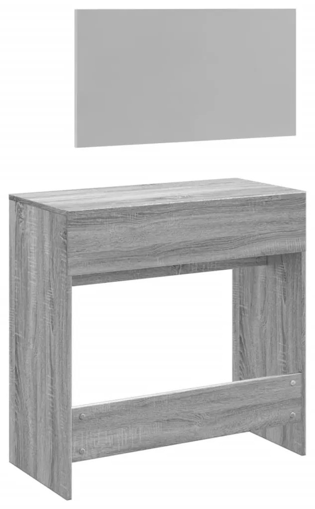 szürke sonoma színű fésülködőasztal tükörrel 80x39x80 cm