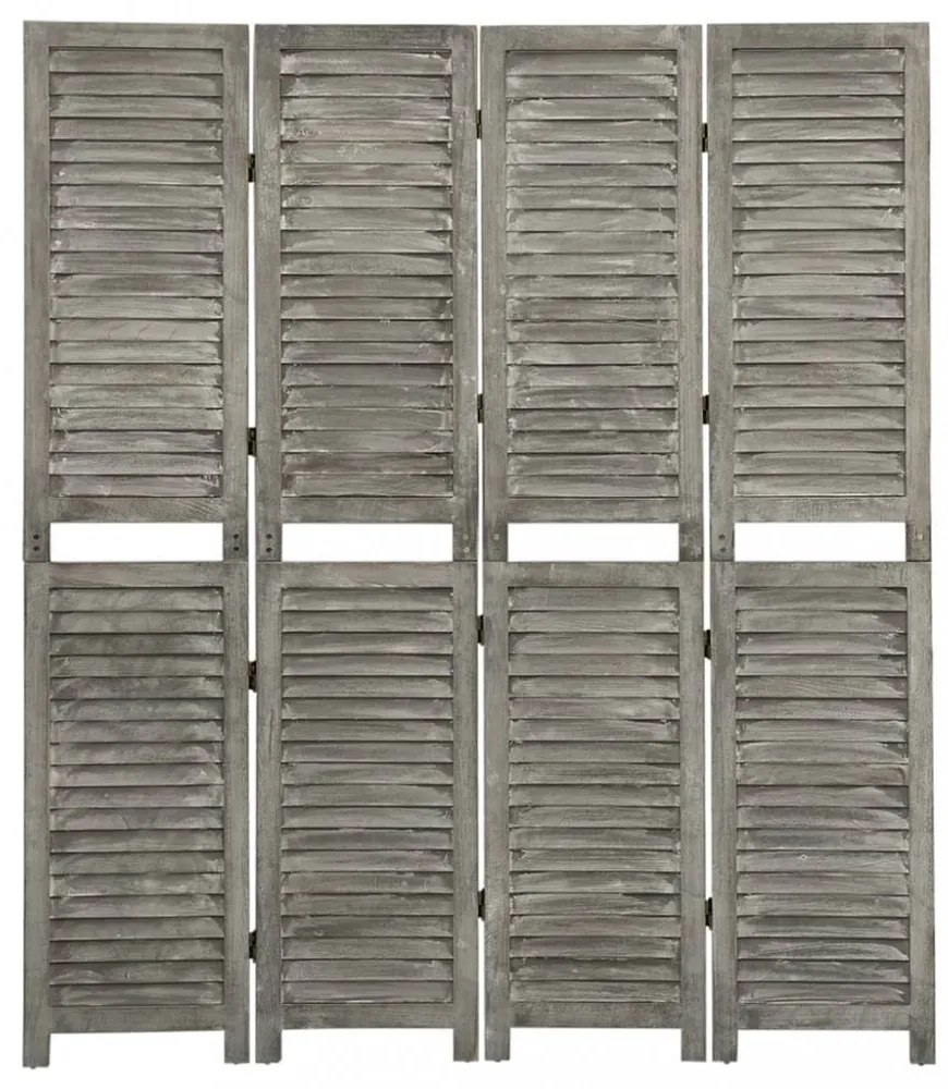 szürke 4 paneles tömör faparaván 143 x 166 cm