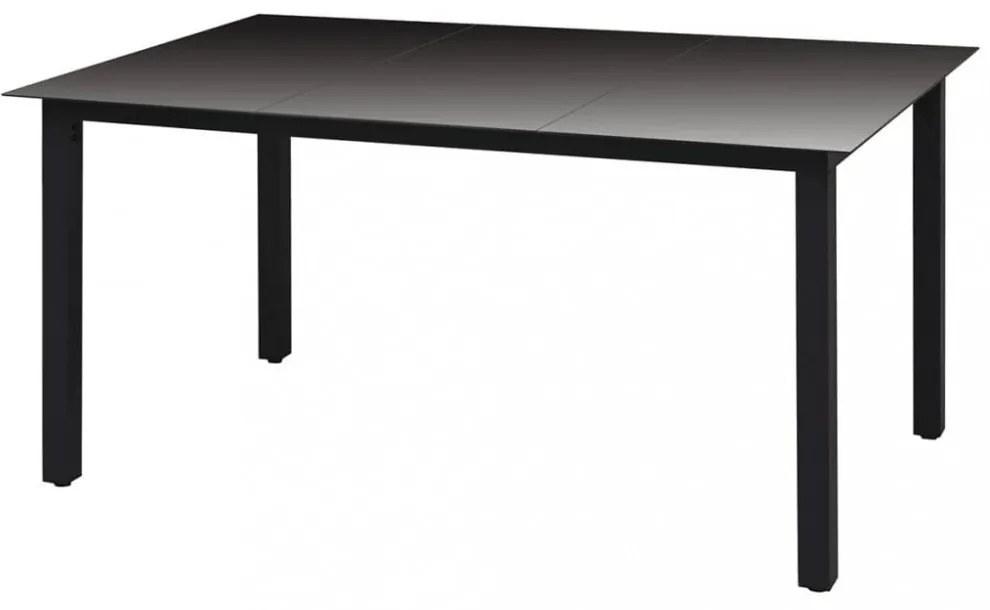 7 részes fekete polyrattan kerti étkezőgarnitúra párnákkal