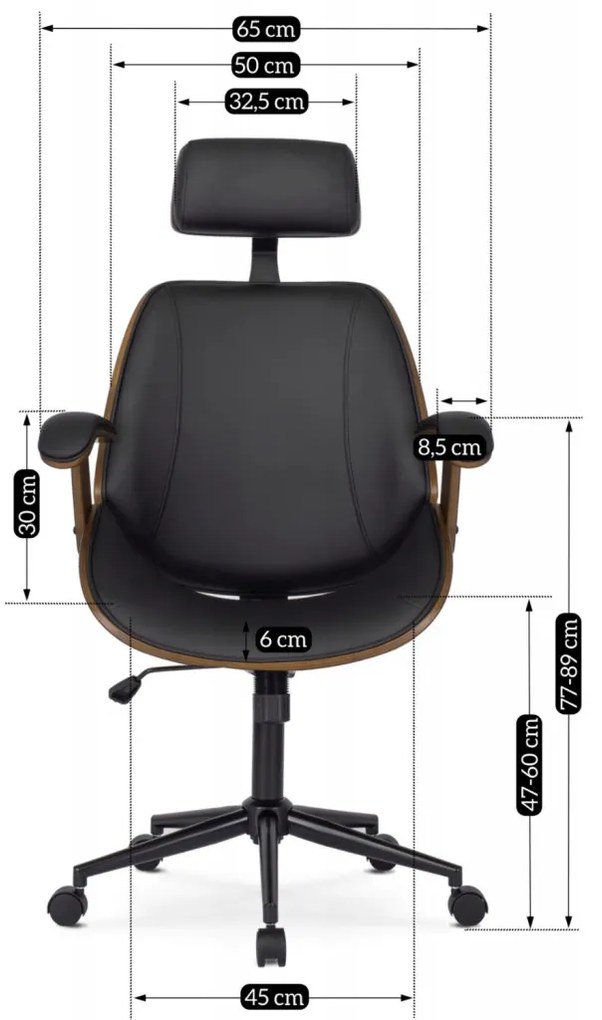 Fotel Obrotowy FABIAN Orzech/Czarny Ekoskóra