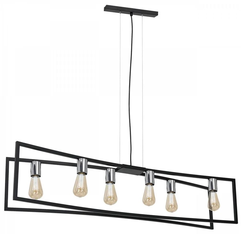 Csillár zsinóron TUNJA 6xE27/60W/230V fekete/króm