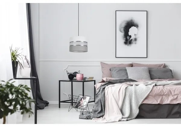 Csillár zsinóron CORAL 1xE27/60W/230V á. 20 cm fehér/szürke