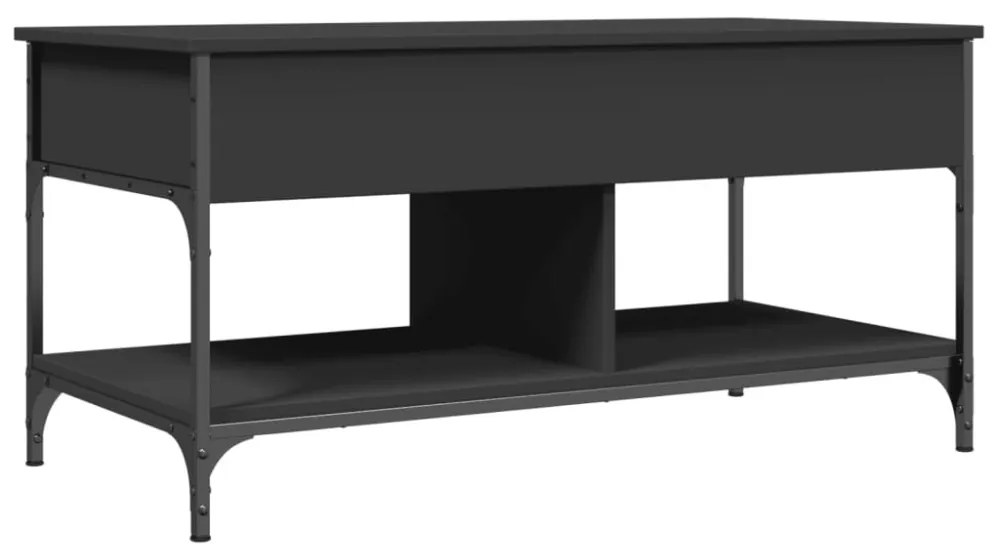 fekete szerelt fa és fém dohányzóasztal 100 x 50 x 50 cm