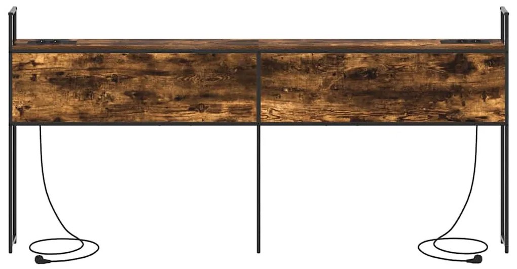 Tárolós Fejtámla Töltő Állomással Füstölt tölgy 180 cm Faanyag