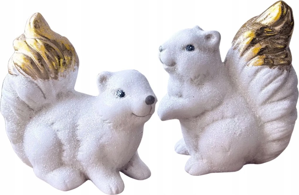Dekoráció dekoráció Villa Altachiara 2 db mókus figura fehér kerámia