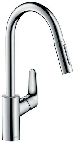 Hansgrohe Focus M41 mosogató csaptelep kihúzható zuhannyal, 2 áram króm 31815000