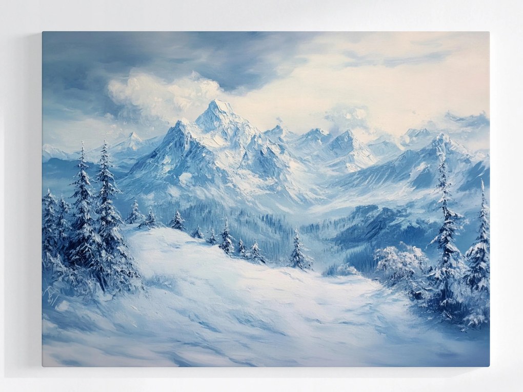 Poszter Tájkép Magas Hegyek Tél Hó 80x60