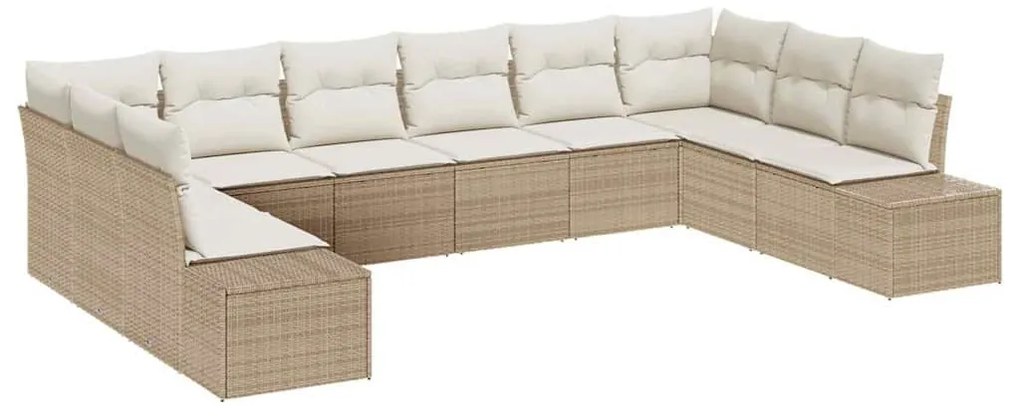 Kerti Kanapé Szett 10 pcs bézs és krémszínű 344 x 209 x 85 cm