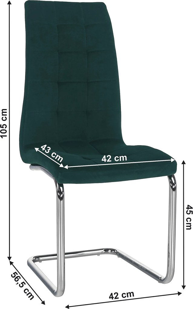 Étkezőszék, smaragd Velvet szövet/króm, SALOMA NEW