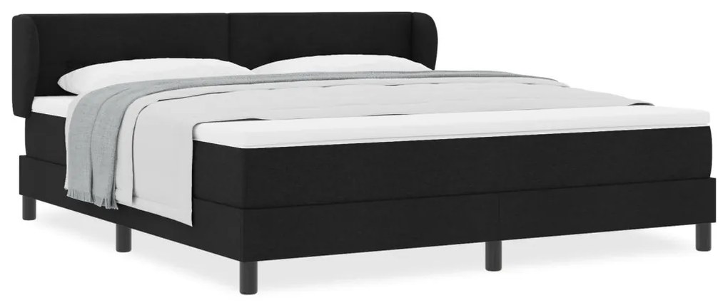 Boxspring Ágy Mattal Fekete 180x200 cm Szövet