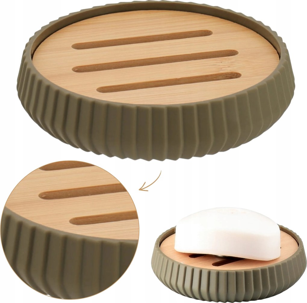 Modern Fürdőszobai Szappantartó csíkos zöld bambusz szappantartó állvány